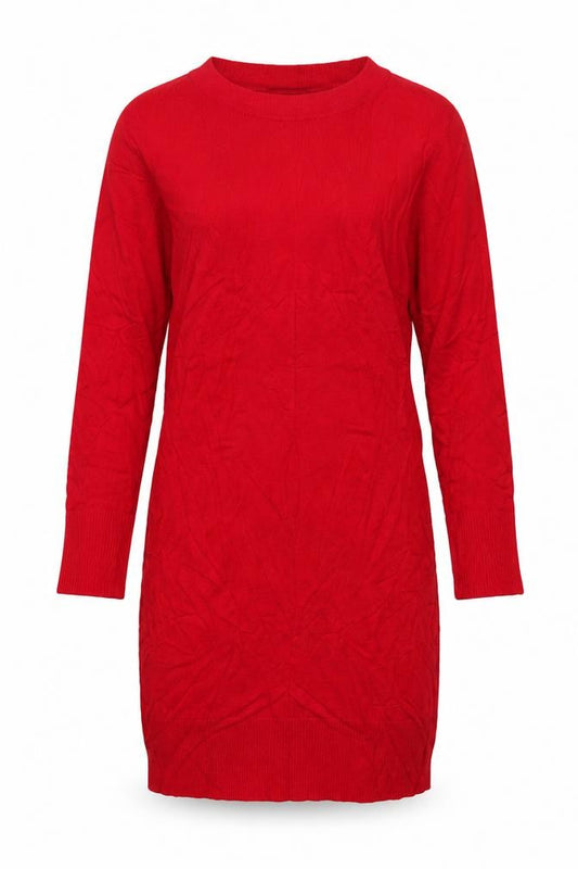 Warehouse Women Red Knit Mini Dress UK 12 Bodycon Long Sleeve