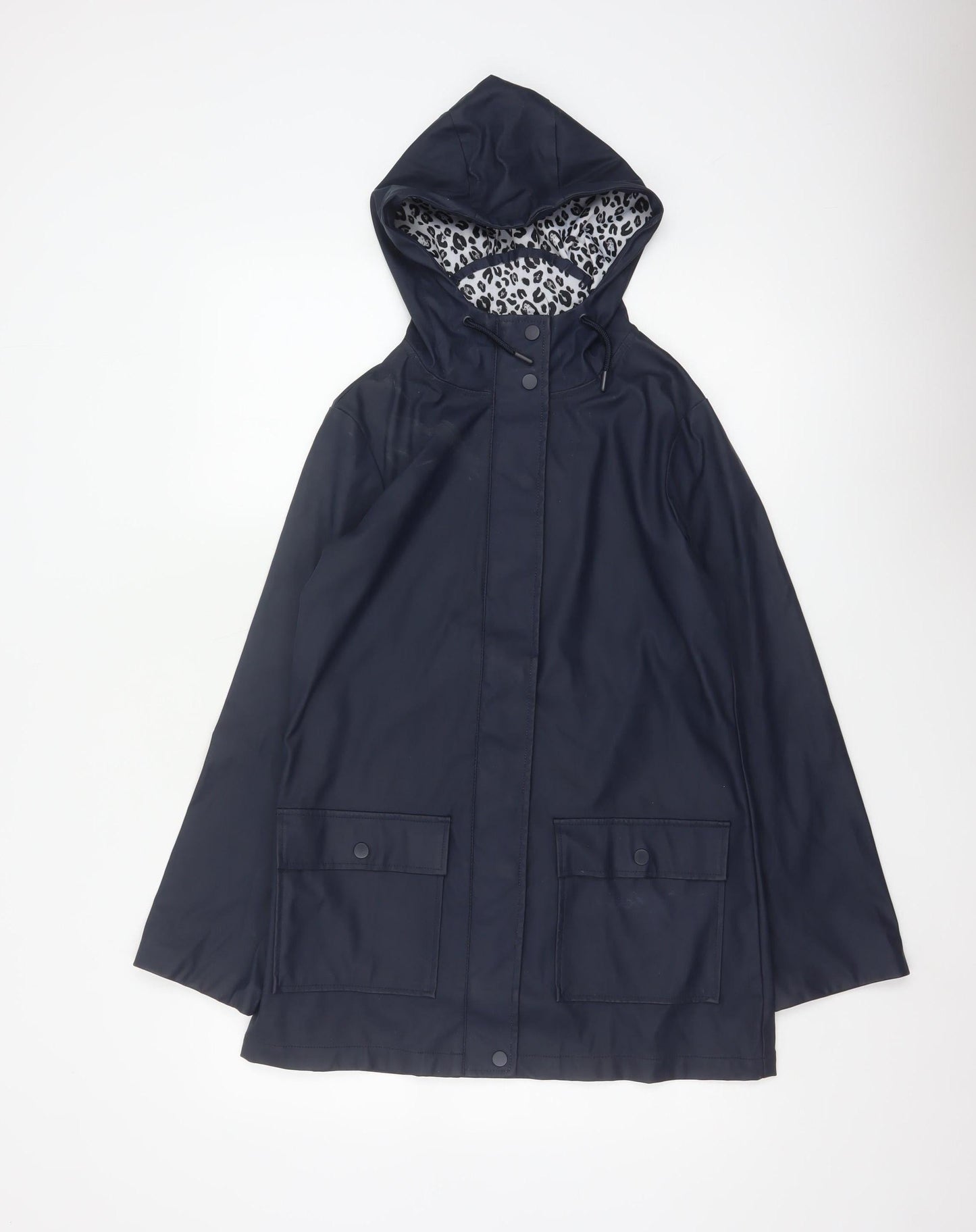 Dorothy Perkins Womens Blue Hooded Waterproof Rain Coat Jacket Size 6