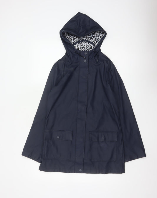 Dorothy Perkins Womens Blue Hooded Waterproof Rain Coat Jacket Size 6
