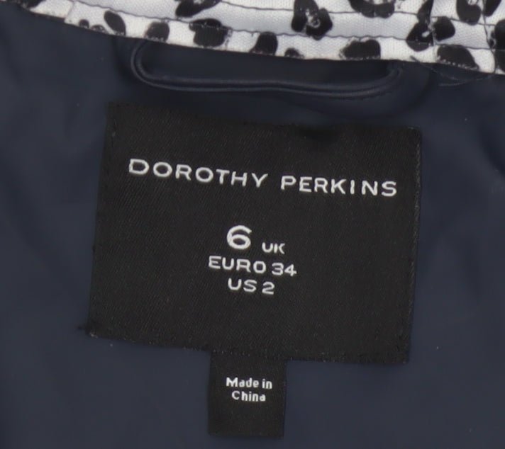 Dorothy Perkins Womens Blue Hooded Waterproof Rain Coat Jacket Size 6