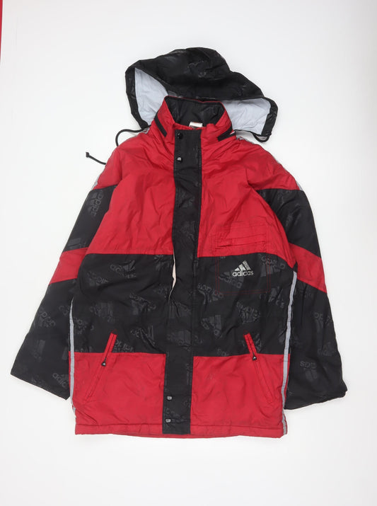 Adidas Vintage Red Black Men's S Waterproof Hooded Winter Parka Jacket