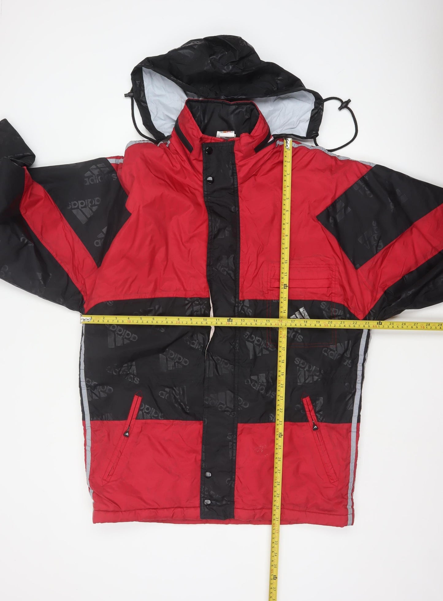 Adidas Vintage Red Black Men's S Waterproof Hooded Winter Parka Jacket