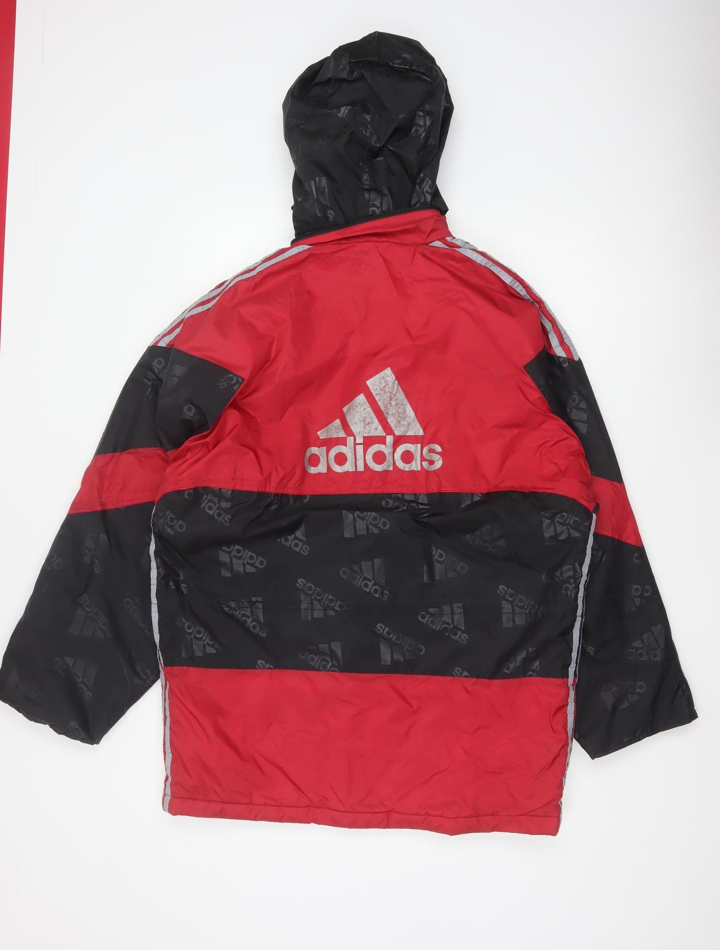 Adidas Vintage Red Black Men's S Waterproof Hooded Winter Parka Jacket