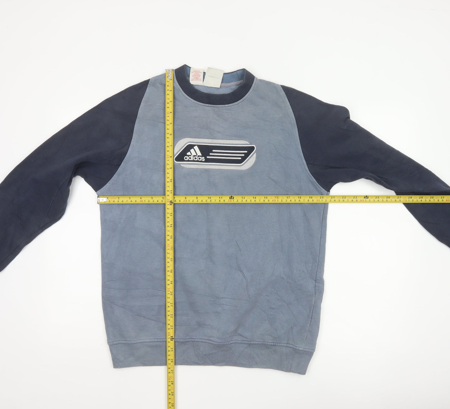 Adidas Men's Blue Crew Neck Pullover Sweatshirt S Vintage Logo