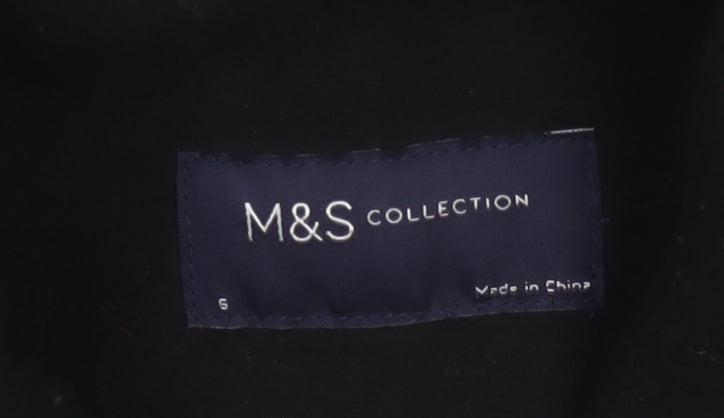 Marks and Spencer Women Black Wool Blend Belted Overcoat Size S