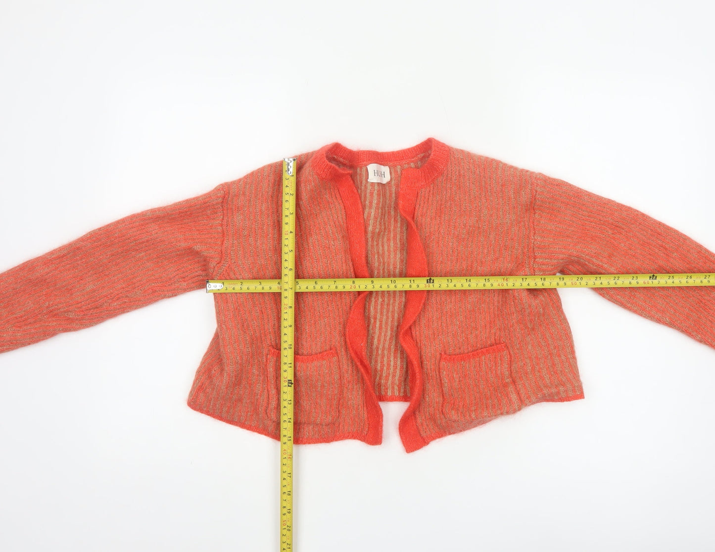 Hush Women Orange Wool Blend Open Cardigan Medium
