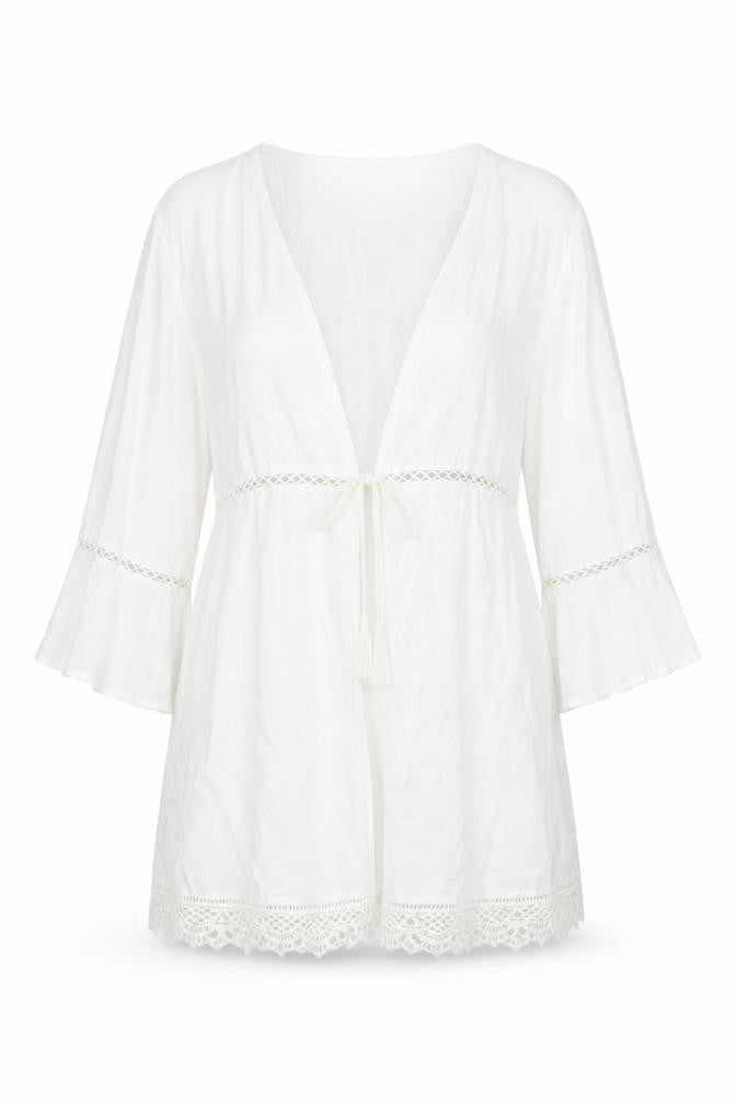 Oasis Women White Bohemian Tunic Viscose Blouse S