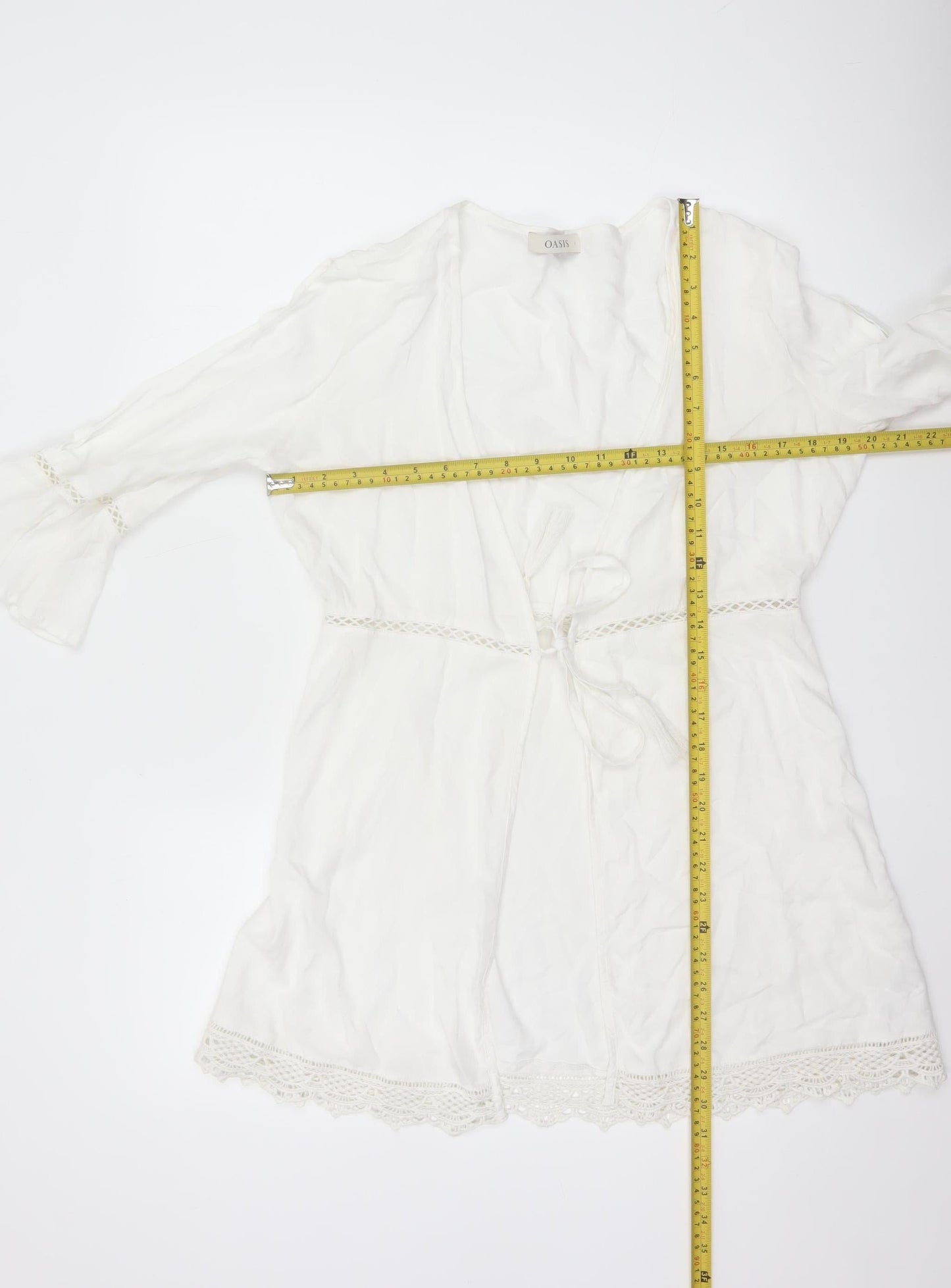 Oasis Women White Bohemian Tunic Viscose Blouse S