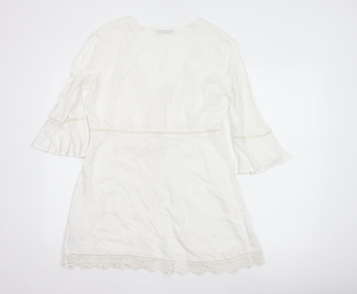 Oasis Women White Bohemian Tunic Viscose Blouse S