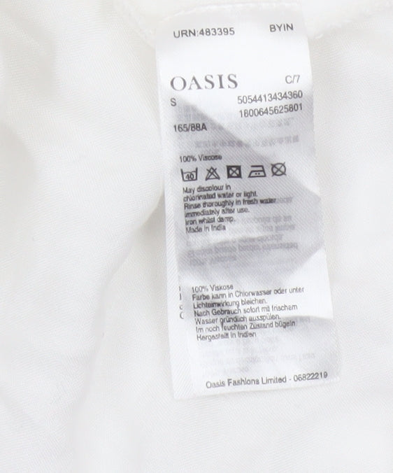 Oasis Women White Bohemian Tunic Viscose Blouse S