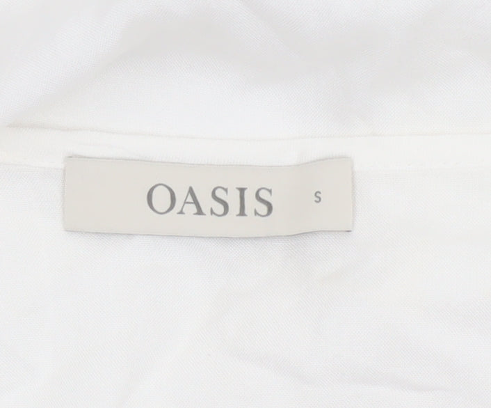 Oasis Women White Bohemian Tunic Viscose Blouse S