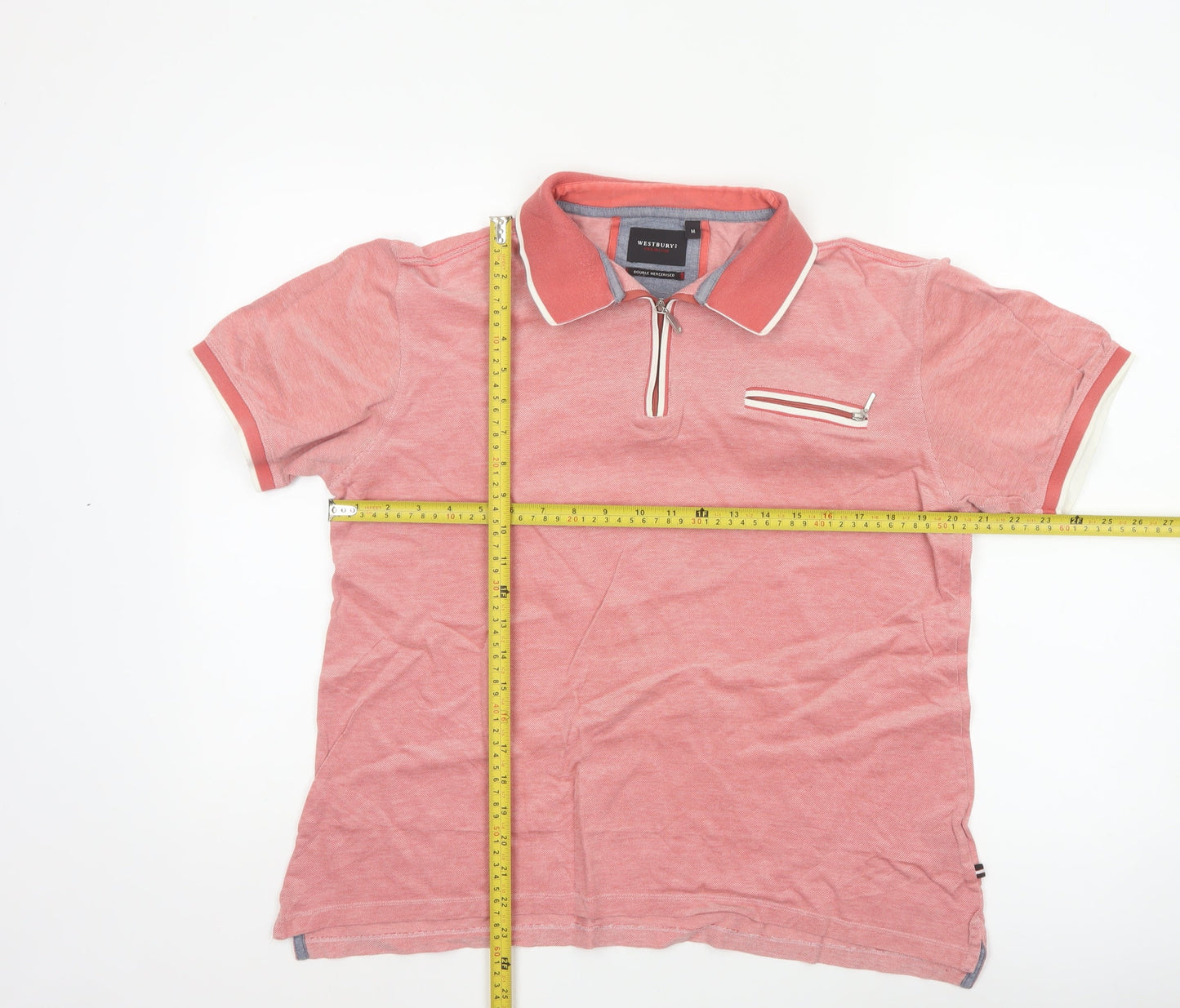 Westbury Men's Pink 100% Cotton Short Sleeve Polo Shirt M