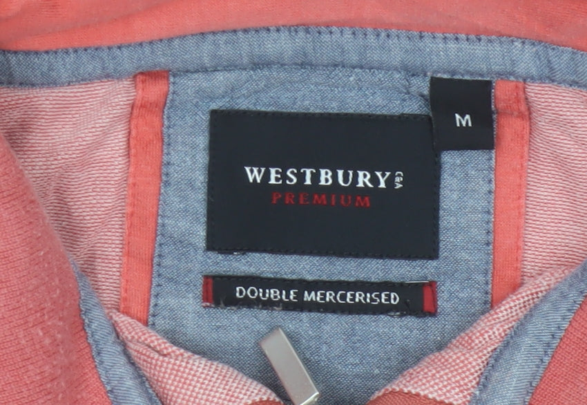 Westbury Men's Pink 100% Cotton Short Sleeve Polo Shirt M