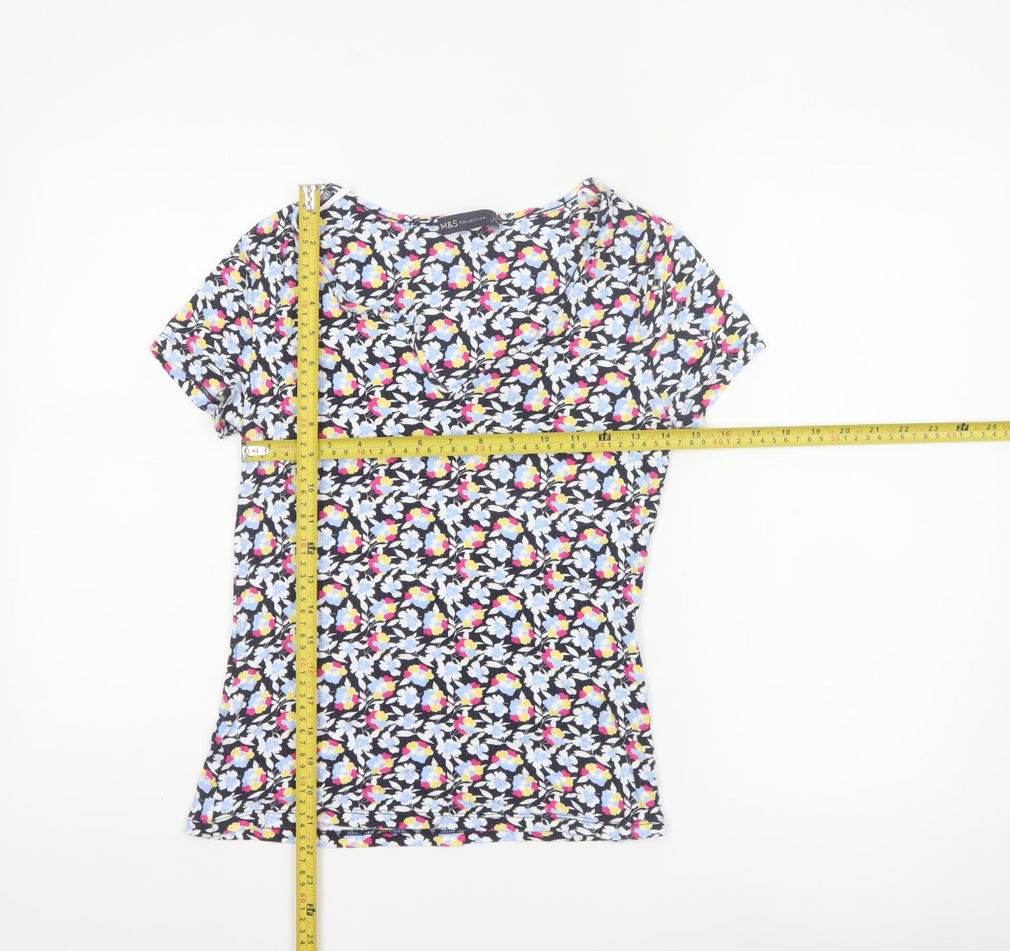Marks and Spencer Women Multicoloured Floral Short Sleeve T-Shirt Size 10