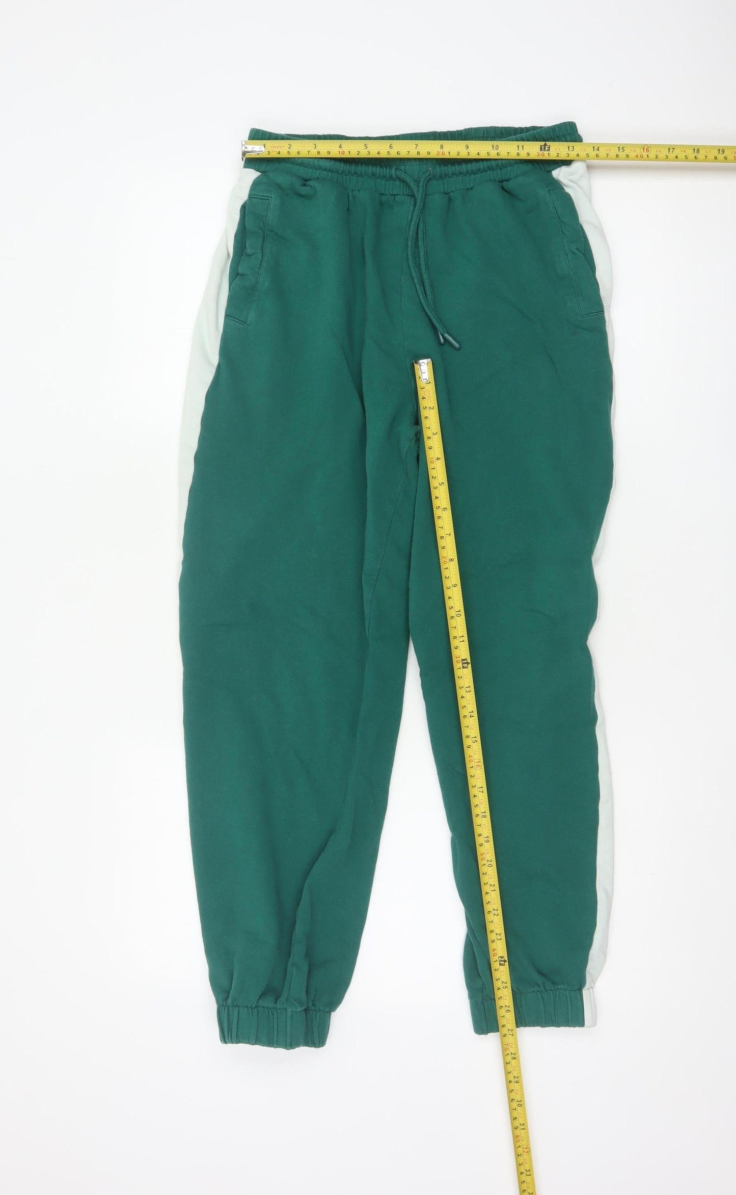 Zara Women's Green Jogger Trousers Size L Cotton Elastic Waist