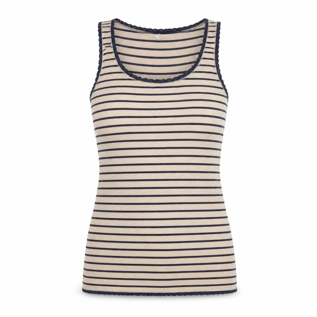 FatFace Womens Beige Striped Cotton Jersey Tank Top Size 12