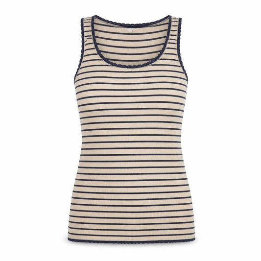 FatFace Womens Beige Striped Cotton Jersey Tank Top Size 12