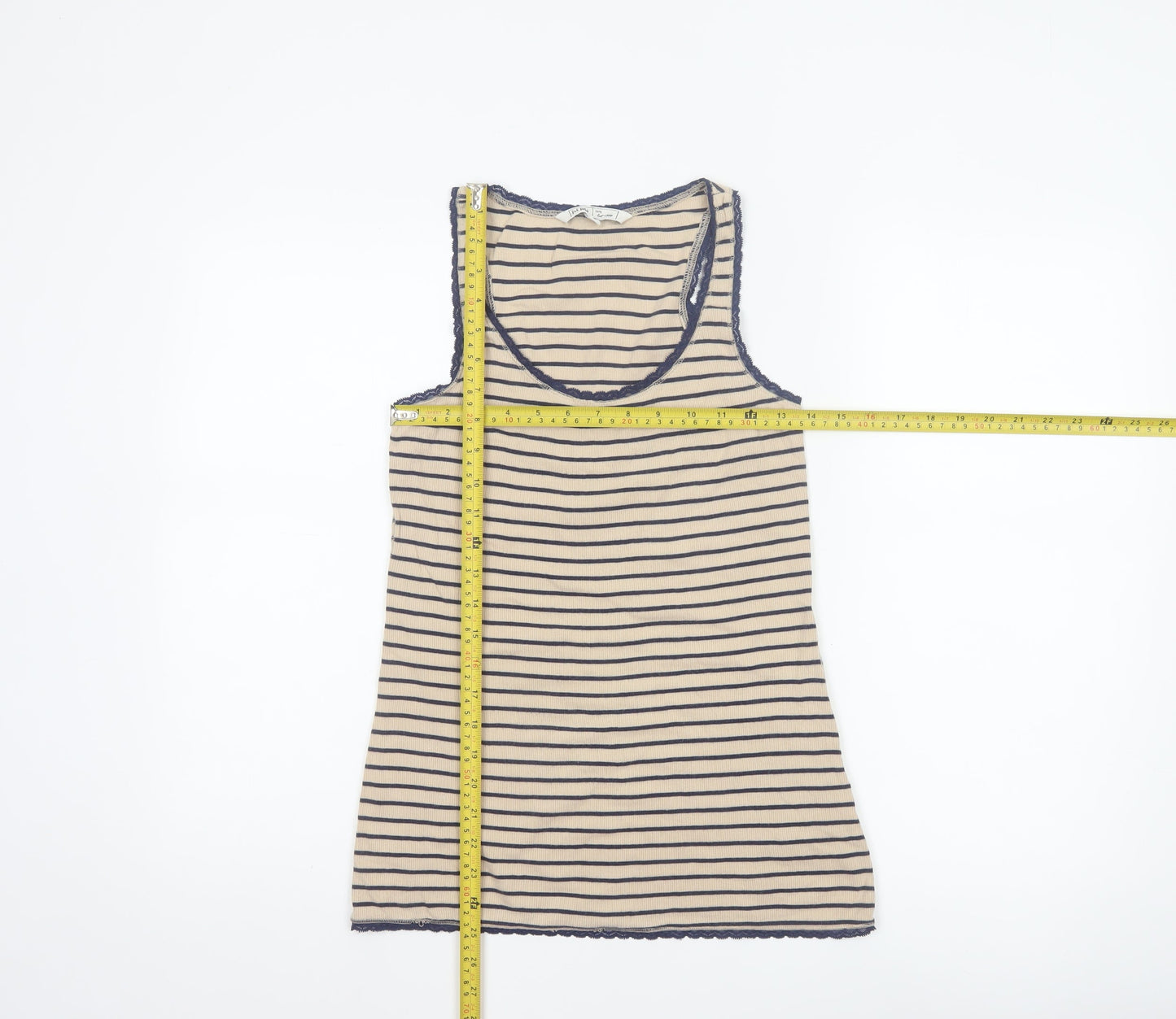Fat Face Womens Beige Striped Cotton Jersey Tank Top Size 12
