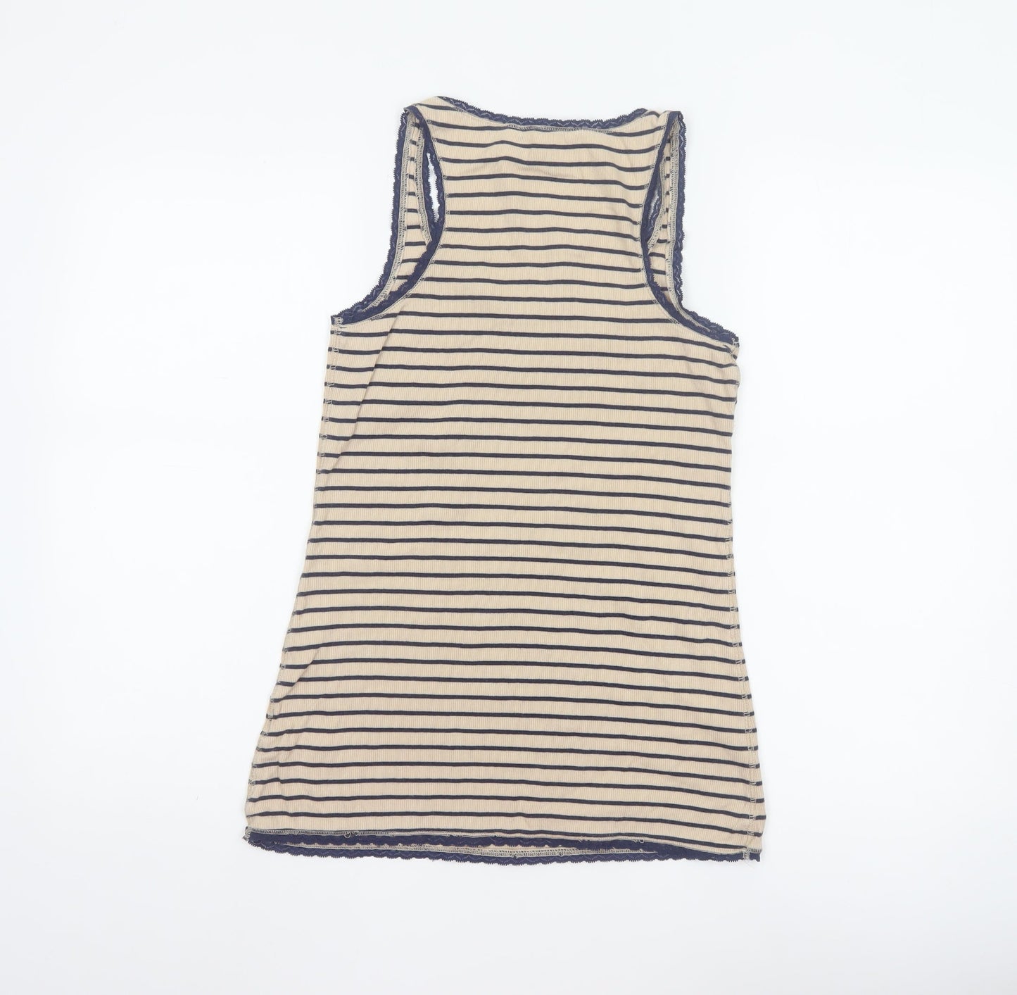 Fat Face Womens Beige Striped Cotton Jersey Tank Top Size 12