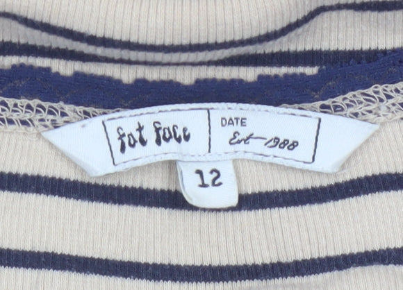 Fat Face Womens Beige Striped Cotton Jersey Tank Top Size 12