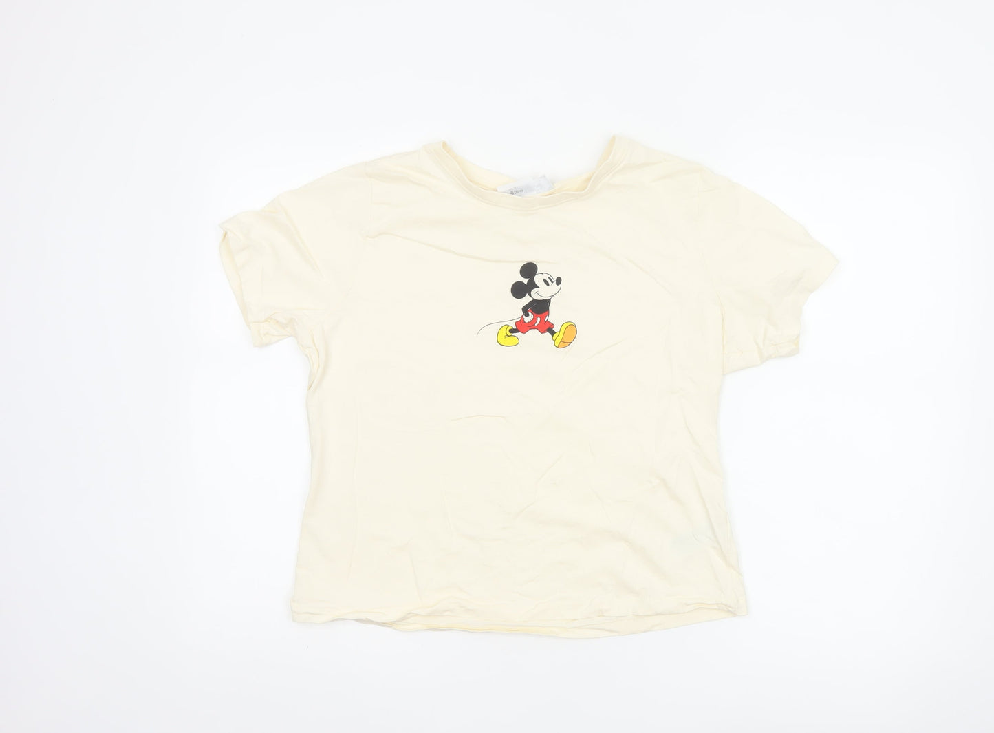 Primark Women Ivory Mickey Mouse T-Shirt XL Short Sleeve Cotton Top