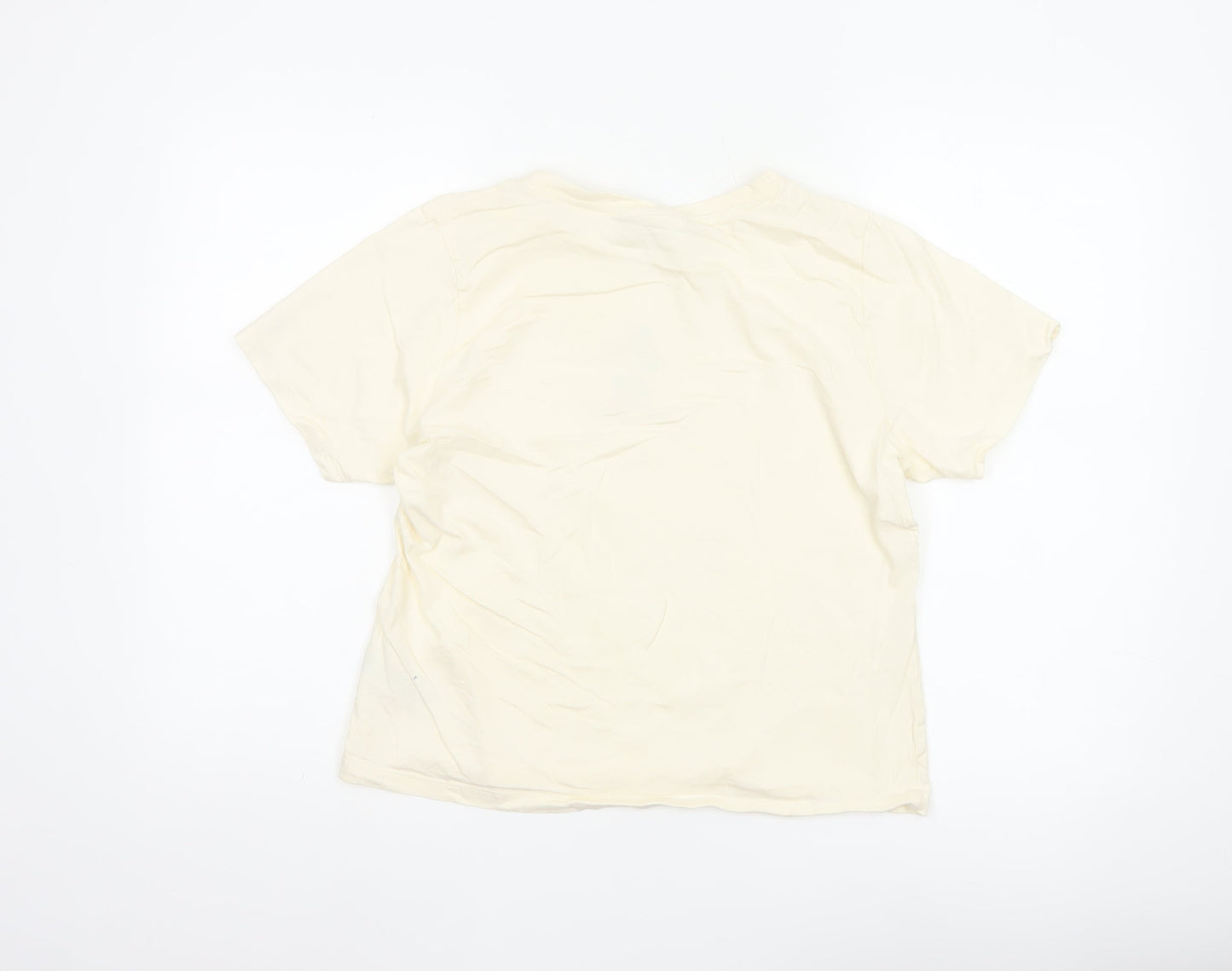 Primark Women Ivory Mickey Mouse T-Shirt XL Short Sleeve Cotton Top