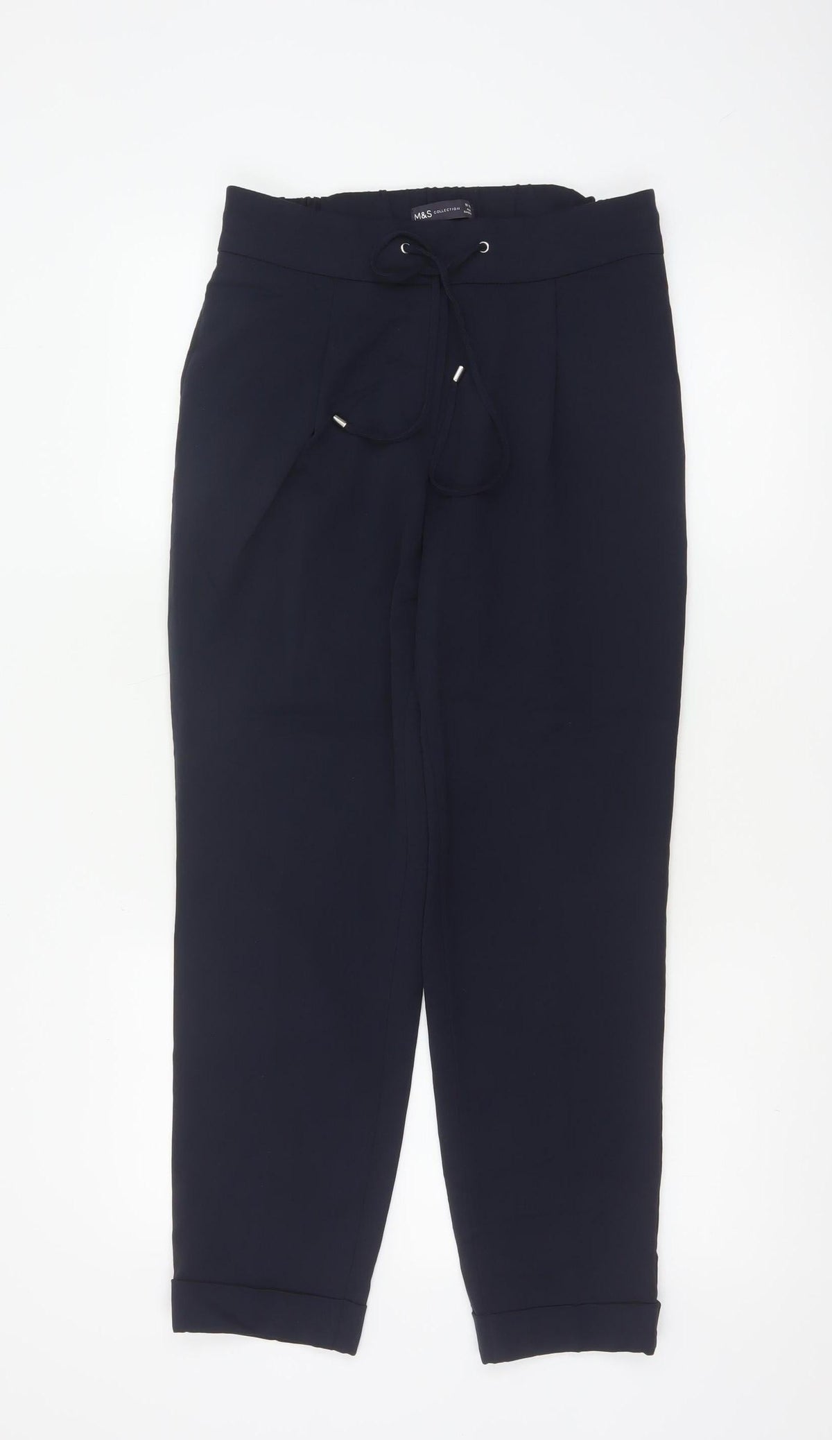 Marks & Spencer Womens Navy Blue Size 10 Regular Tapered Trousers