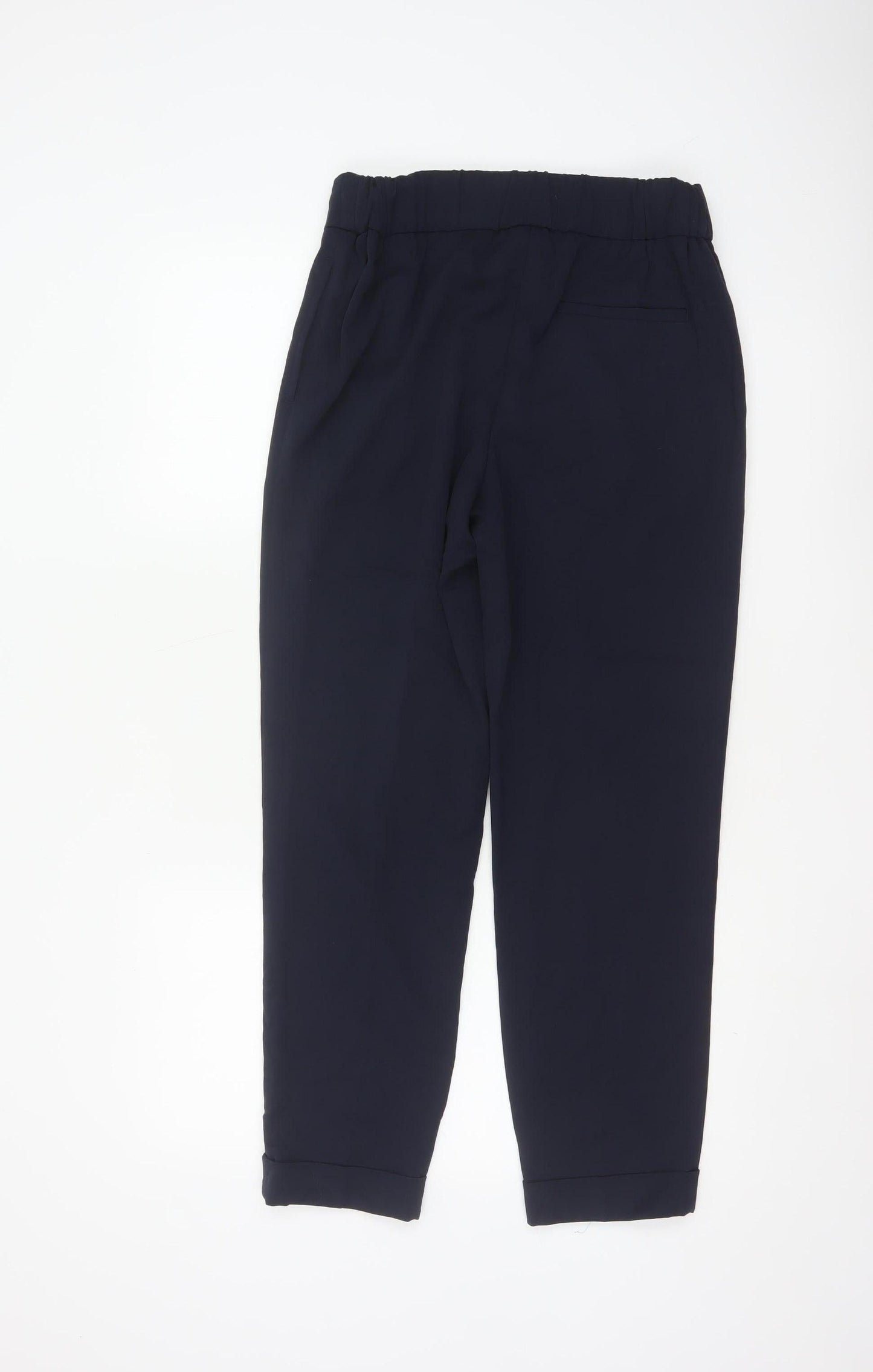 Marks and Spencer Womens Navy Blue Size 10 Regular Tapered Trousers