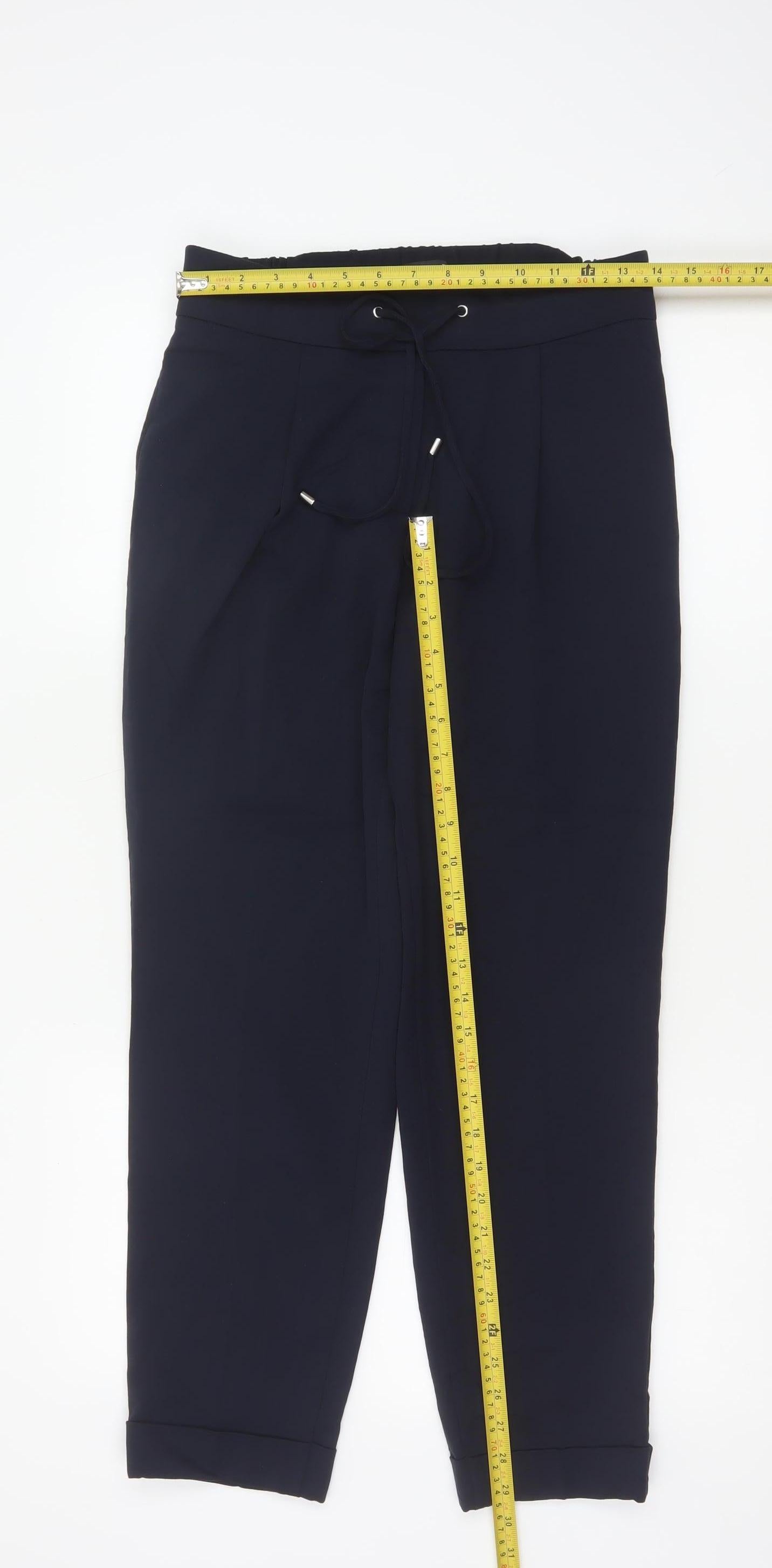 Marks and Spencer Womens Navy Blue Size 10 Regular Tapered Trousers