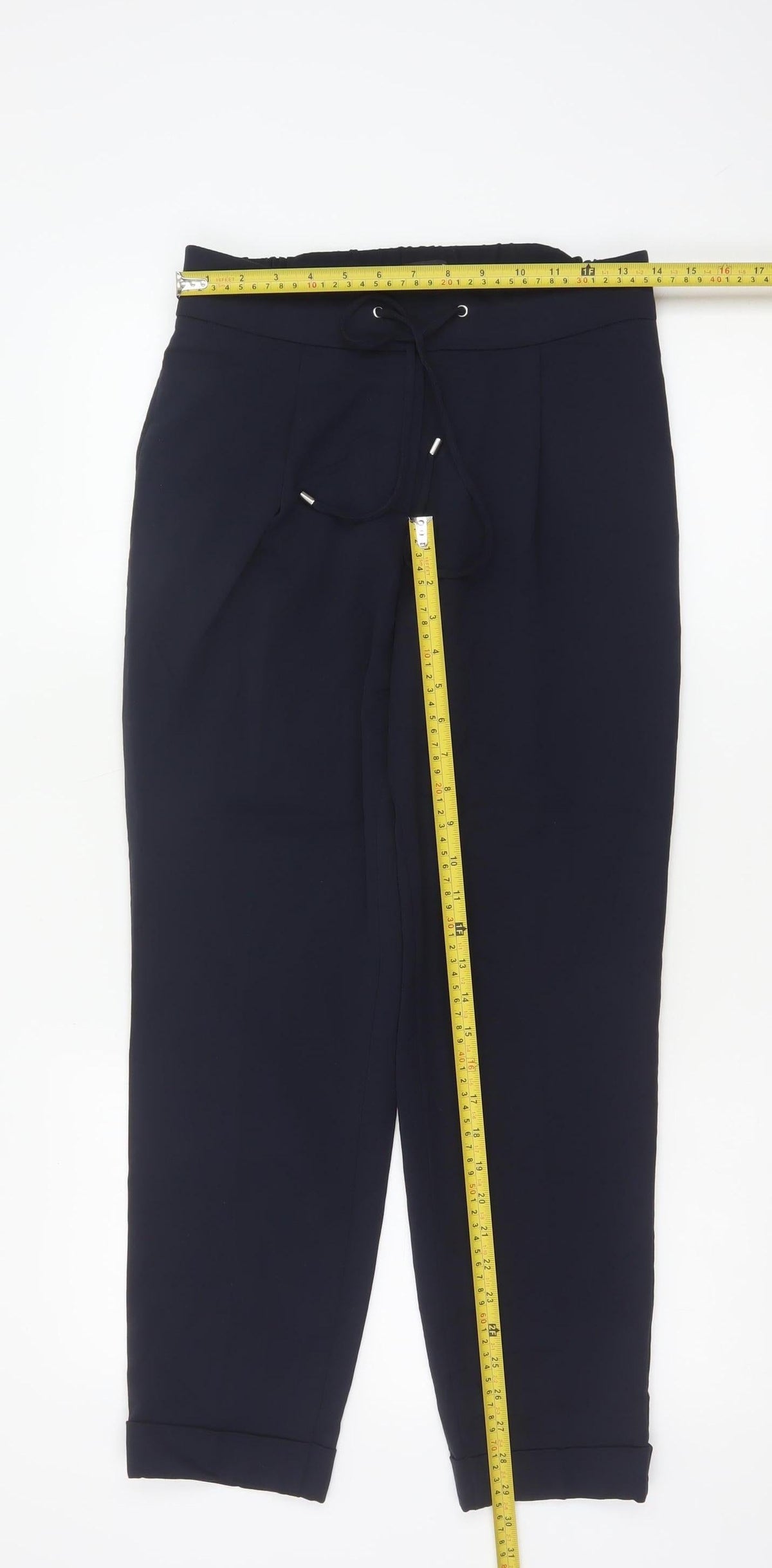 Marks & Spencer Womens Navy Blue Size 10 Regular Tapered Trousers