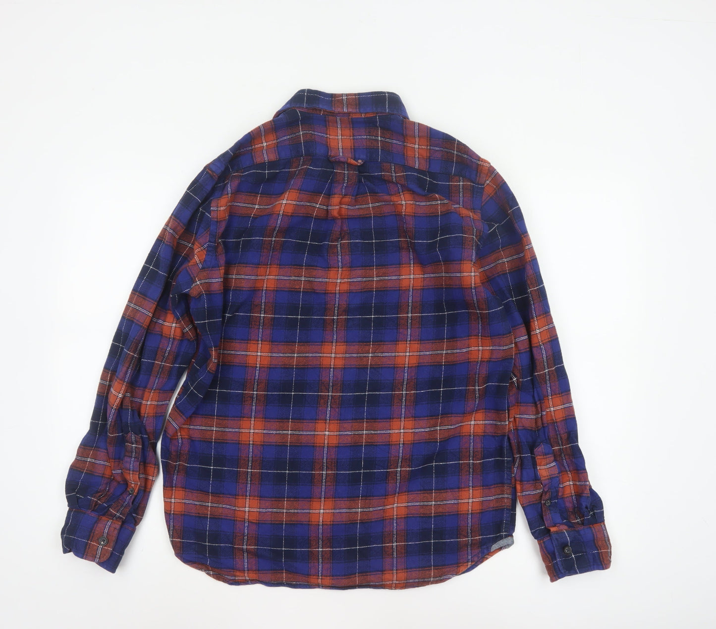Grayers Men's Blue Plaid Cotton Flannel Long Sleeve Shirt M