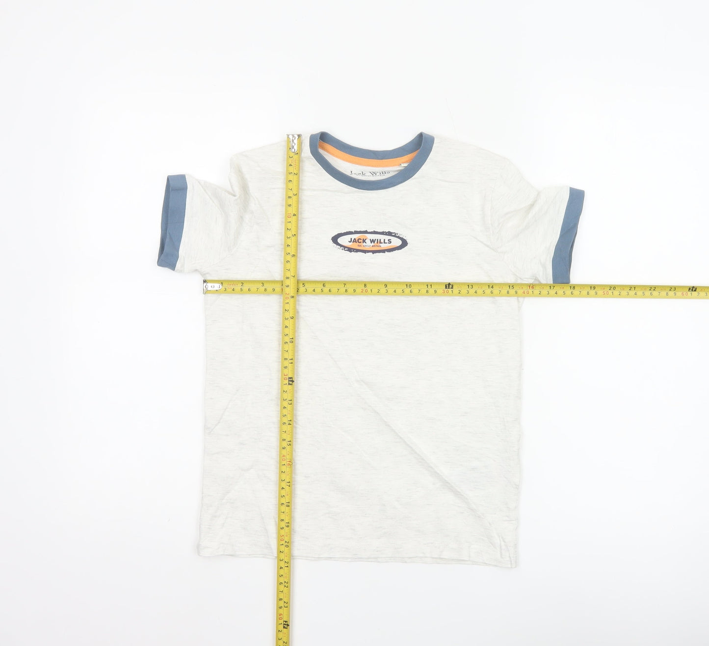 Jack Wills Boys Light Grey Marl Ringer T-Shirt 8-9 Years