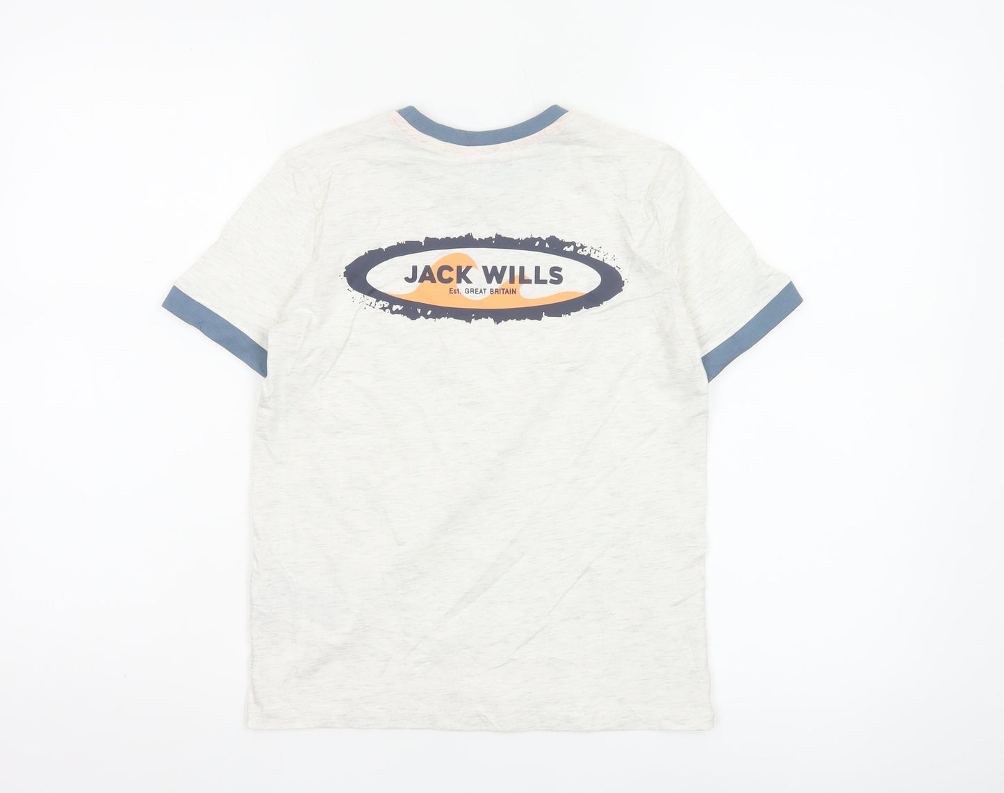 Jack Wills Boys Light Grey Marl Ringer T-Shirt 8-9 Years