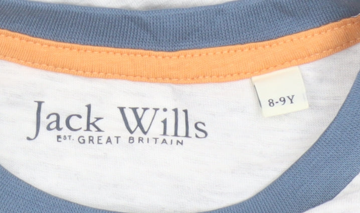 Jack Wills Boys Light Grey Marl Ringer T-Shirt 8-9 Years