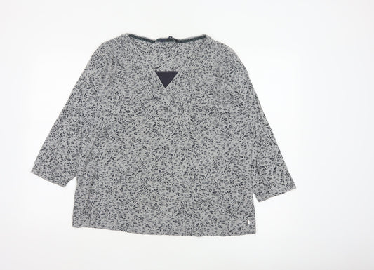 Maine New England Womens Grey Floral V-Neck Tunic Blouse Size 20
