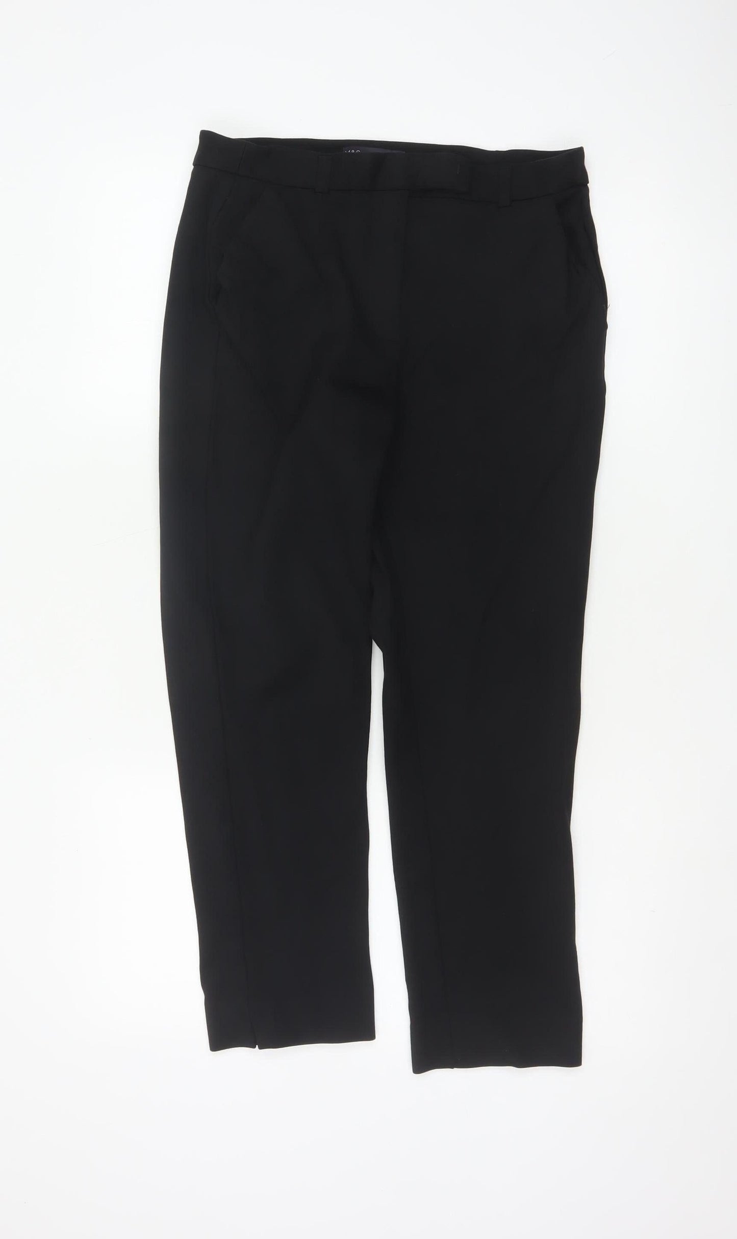 Marks and Spencer Womens Black Size 12 Short Straight Trousers