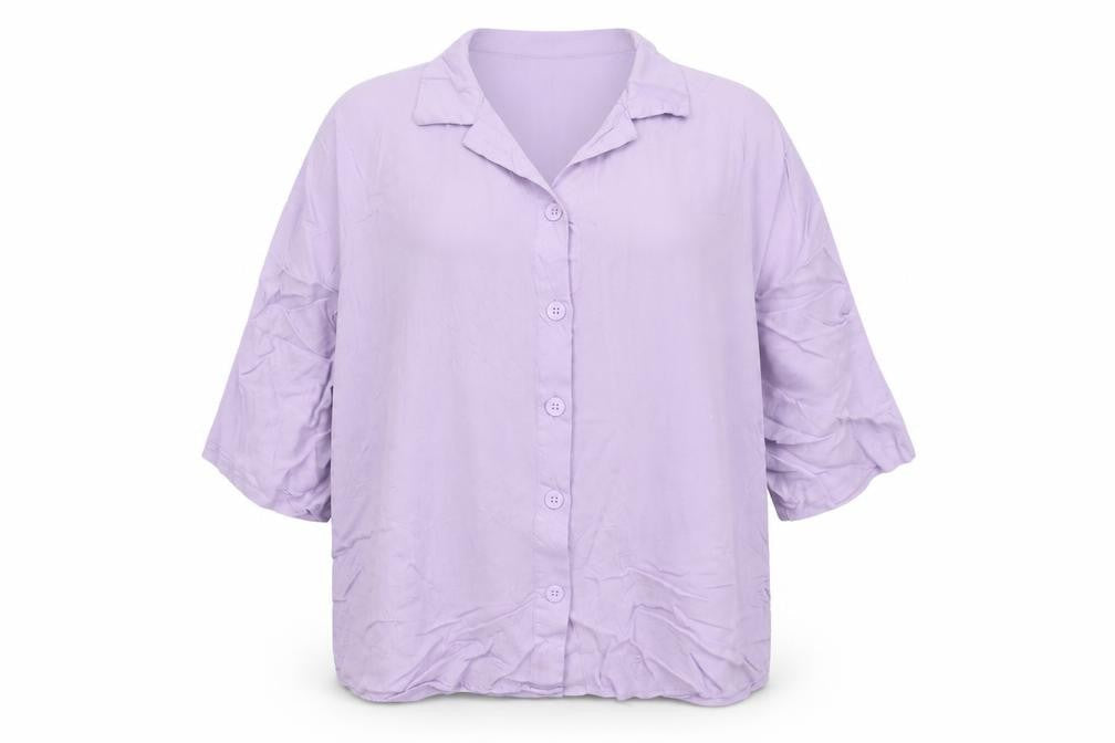 H&M Women’s Lilac Button-Up Shirt S Relaxed Viscose Collared Top