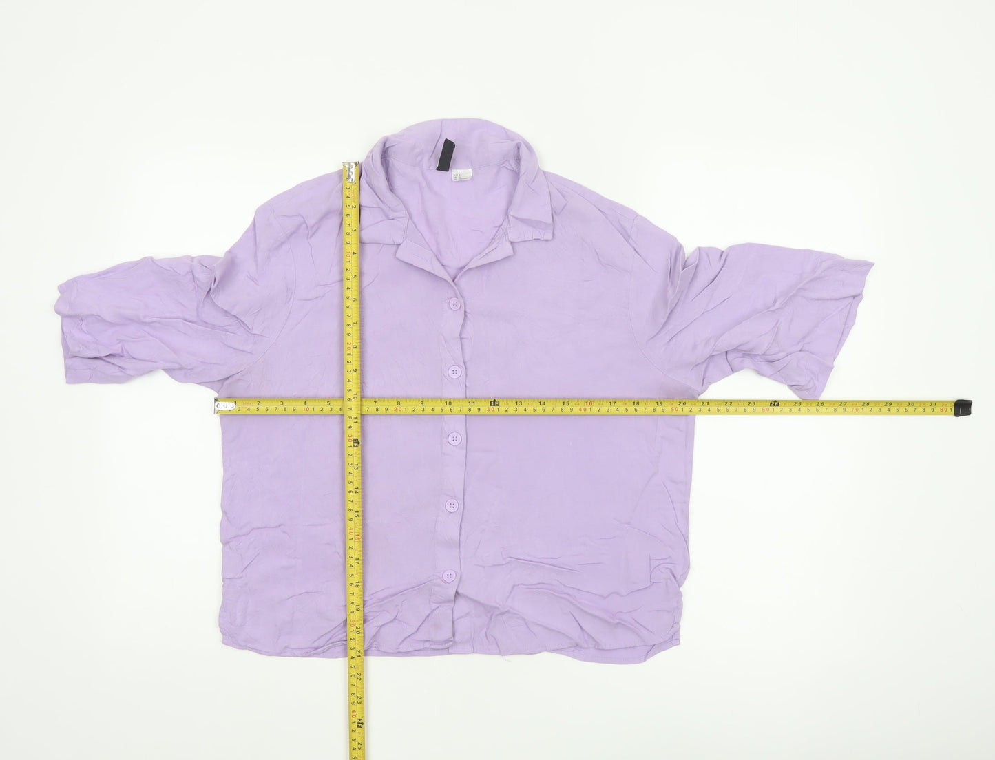 H&M Women’s Lilac Button-Up Shirt S Relaxed Viscose Collared Top