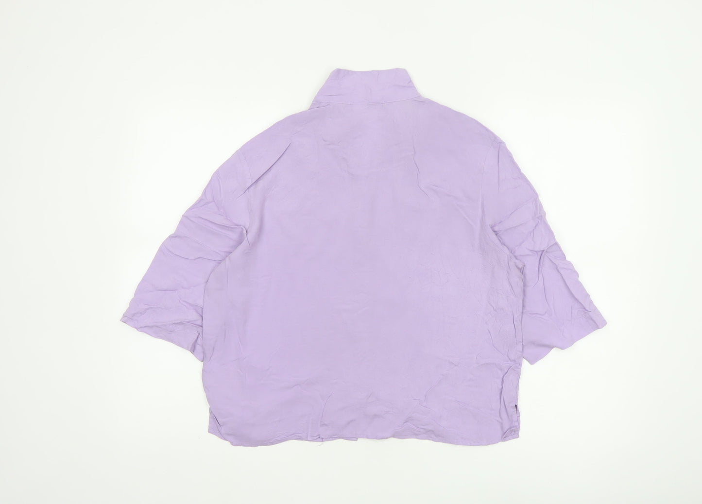 H&M Women’s Lilac Button-Up Shirt S Relaxed Viscose Collared Top