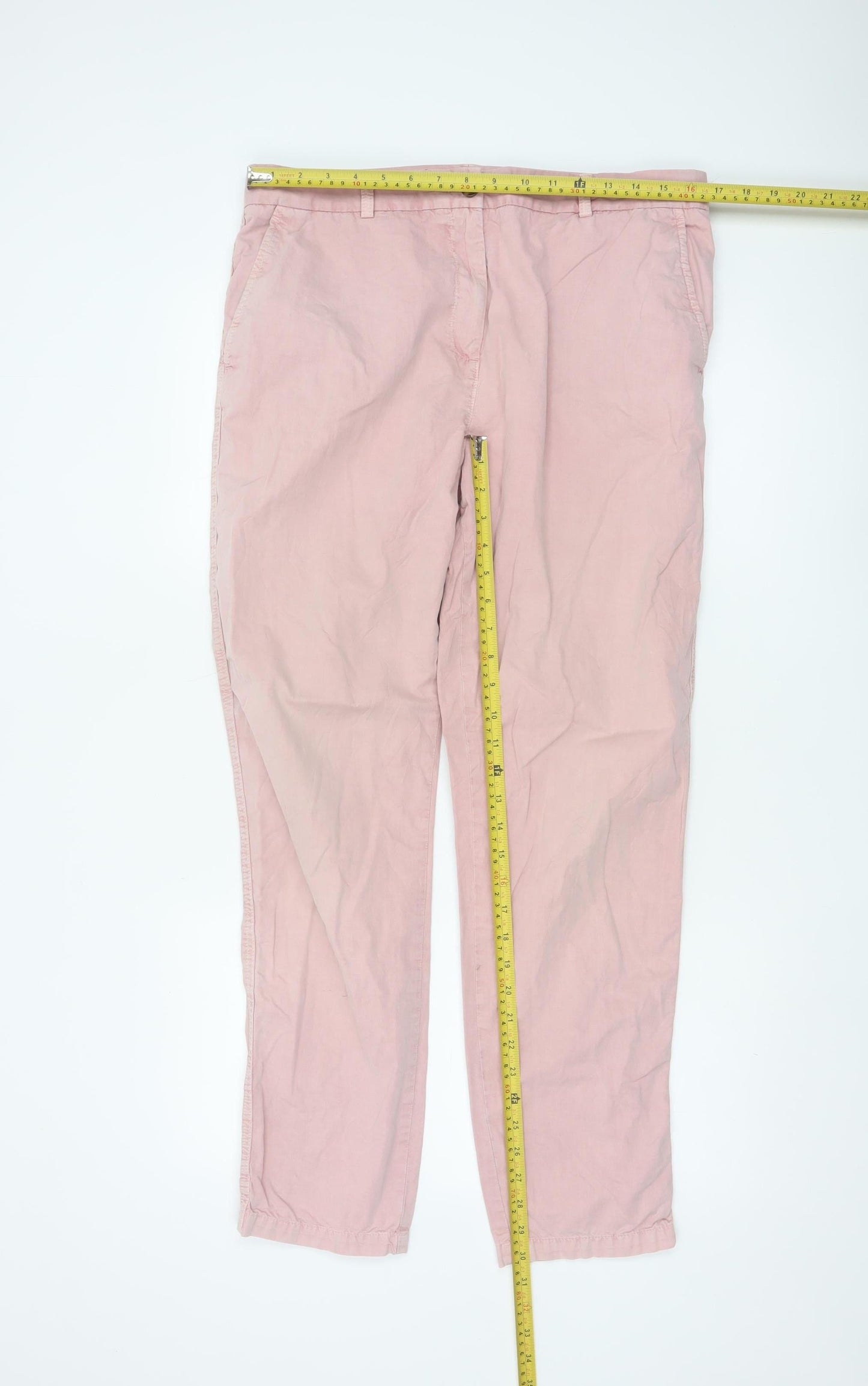 Marks and Spencer Women Pink Chino Trousers Size 14 Long Cotton