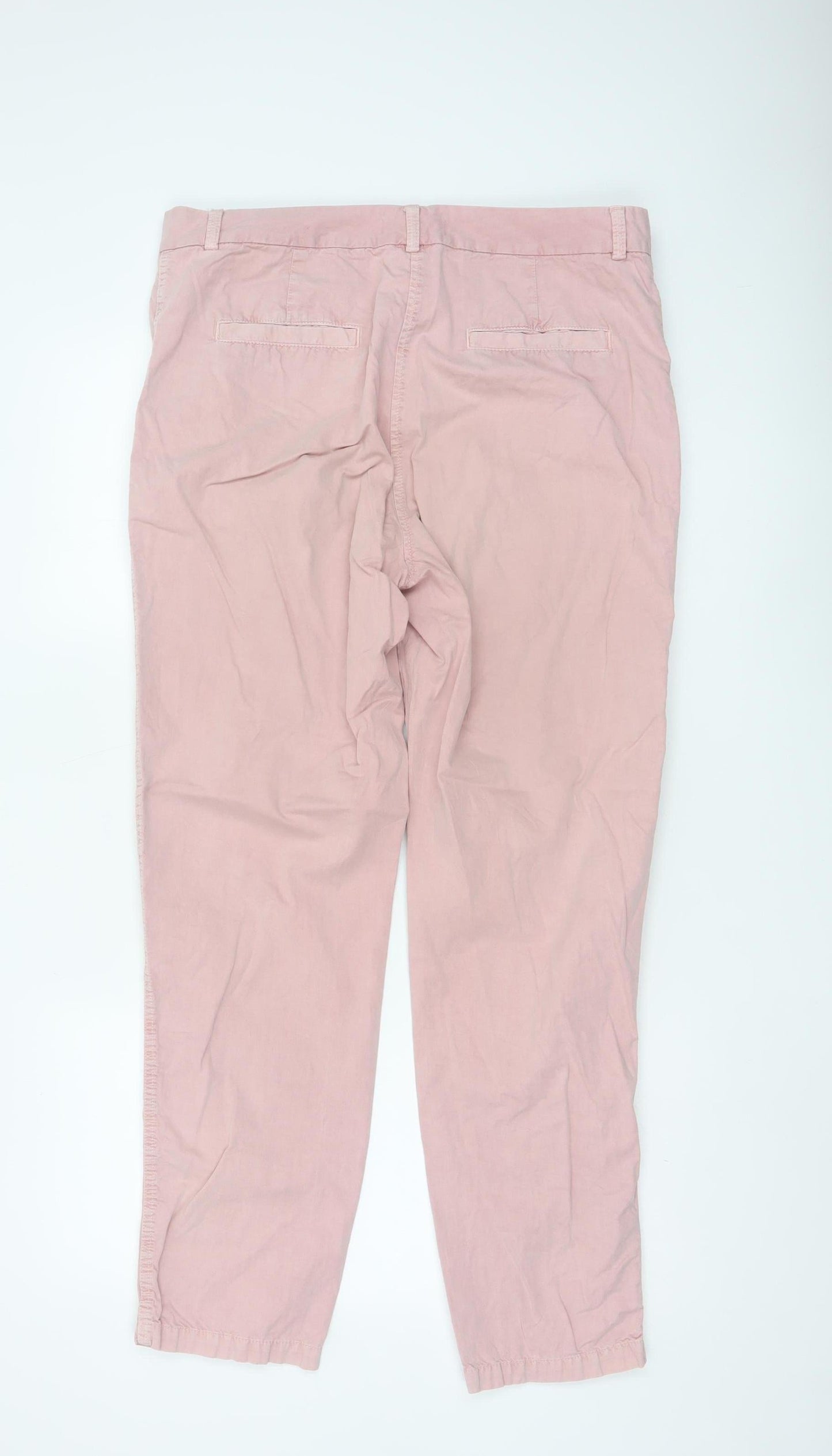 Marks and Spencer Women Pink Chino Trousers Size 14 Long Cotton