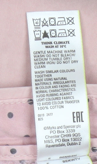Marks and Spencer Women Pink Chino Trousers Size 14 Long Cotton