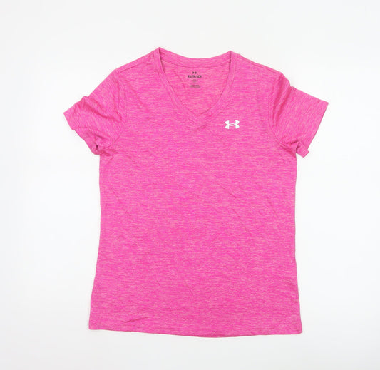 Under Armour Womens Pink XS Relaxed Fit V-Neck Activewear T-Shirt