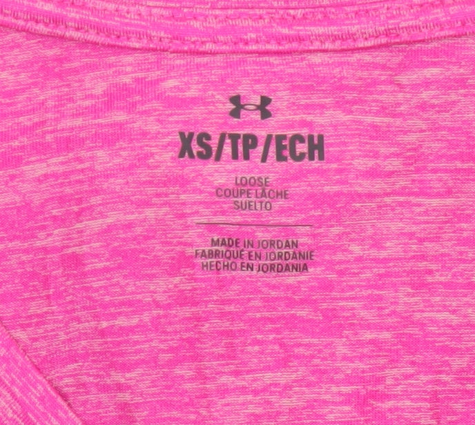 Under Armour Womens Pink XS Relaxed Fit V-Neck Activewear T-Shirt