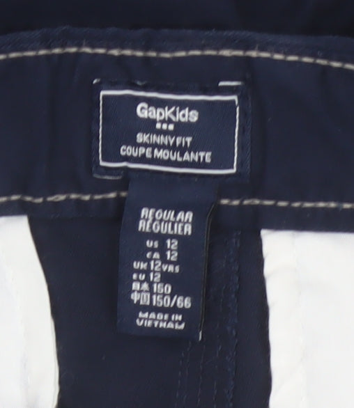 GapKids Boys Navy Blue Skinny Fit Cotton Trousers Age 12 Years