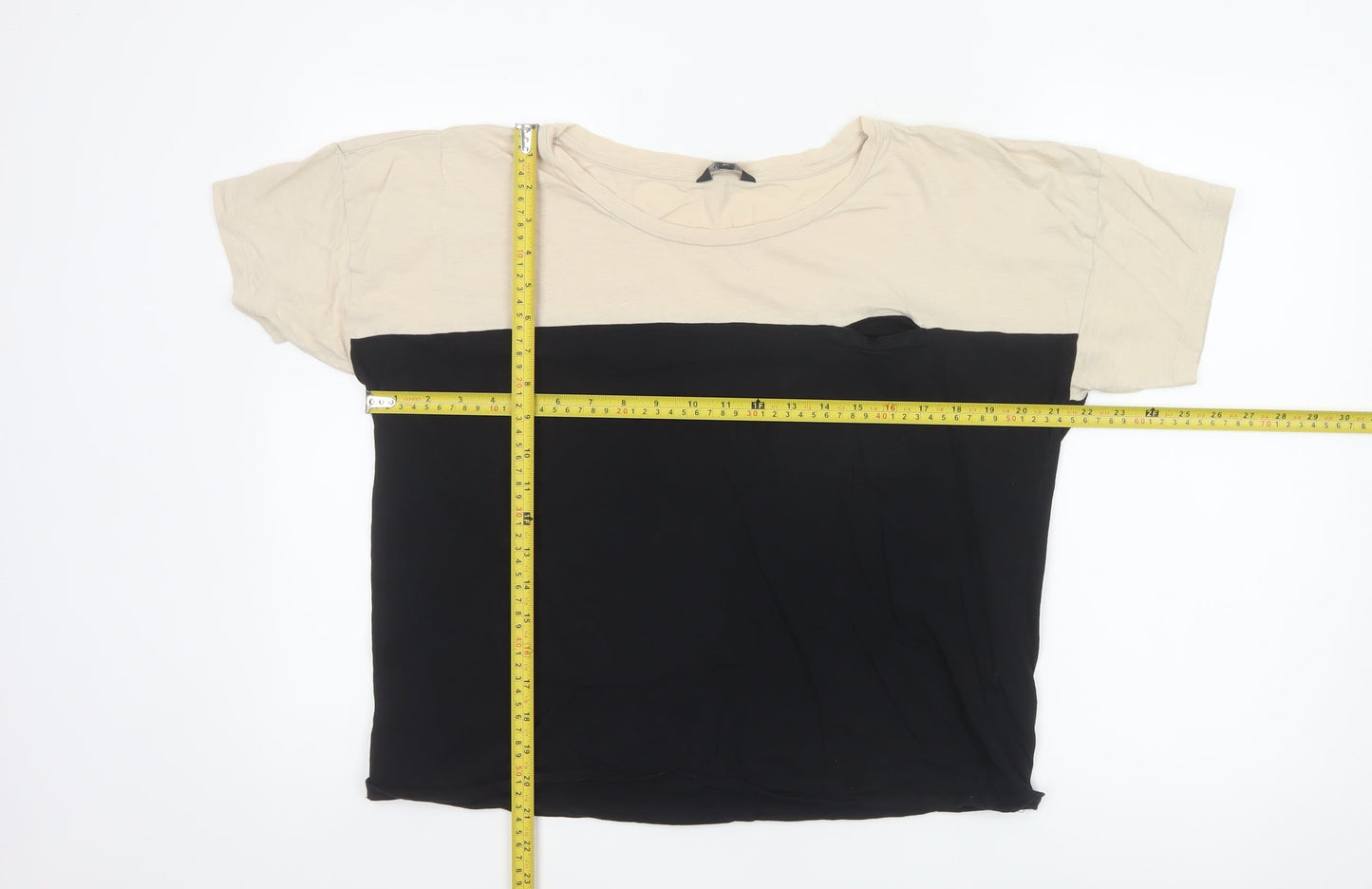 Hobbs Women’s Beige Black Colourblock Cotton T-Shirt XL