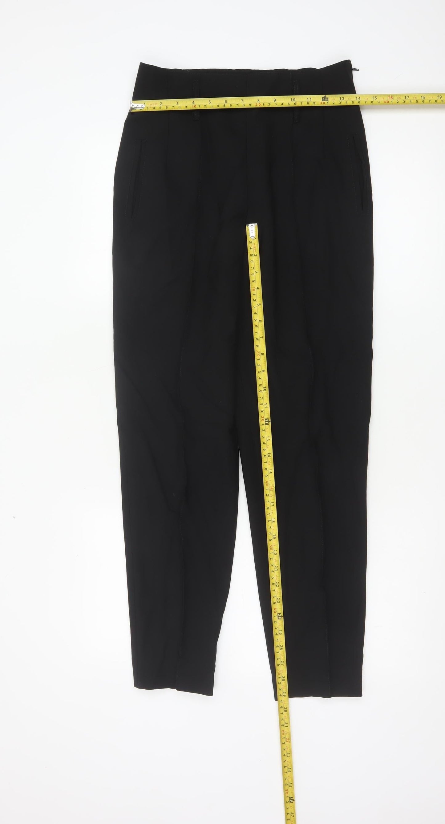 Chic and Crazy by Modelisme Women's Black Tapered Pleated Trousers Size 10