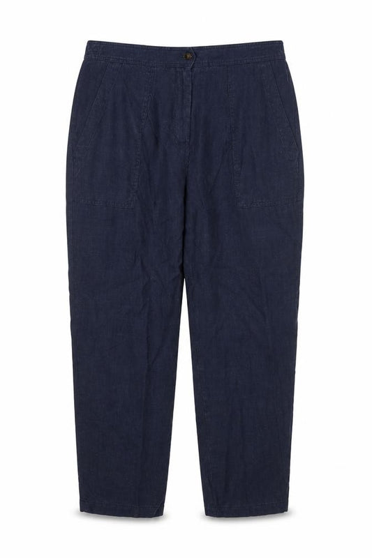 Marks and Spencer Per Una Women’s Blue Linen Blend Relaxed Trousers Size 18