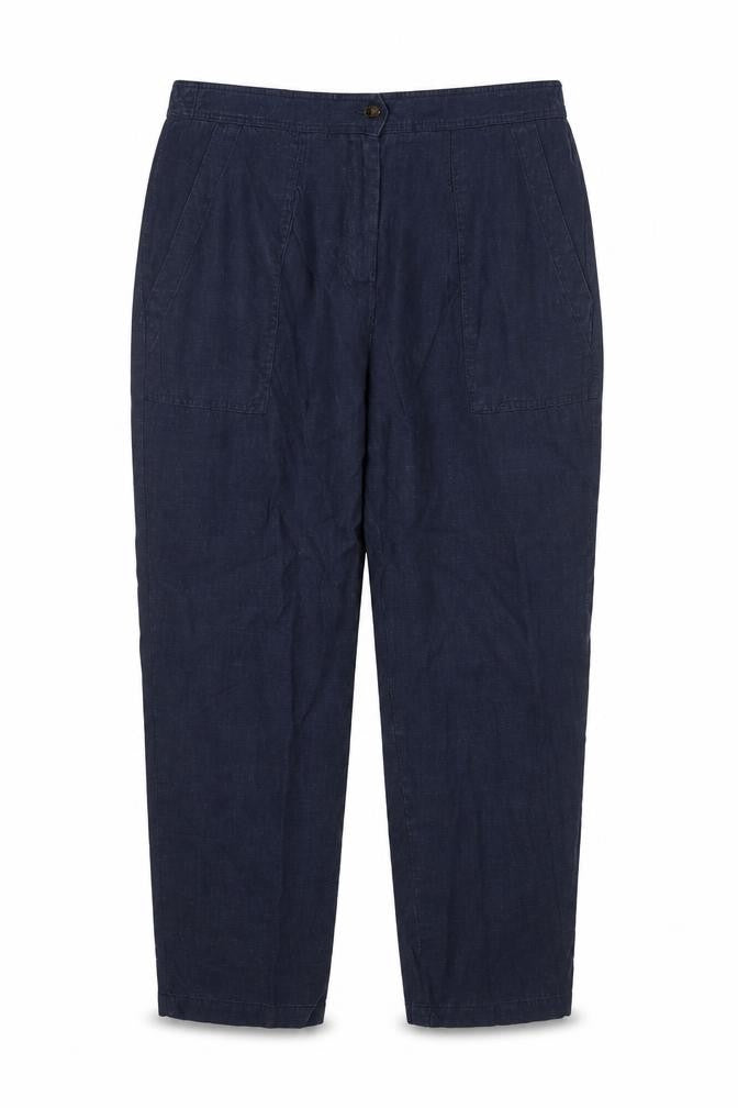 Marks & Spencer Per Una Women’s Blue Linen Blend Relaxed Trousers Size 18