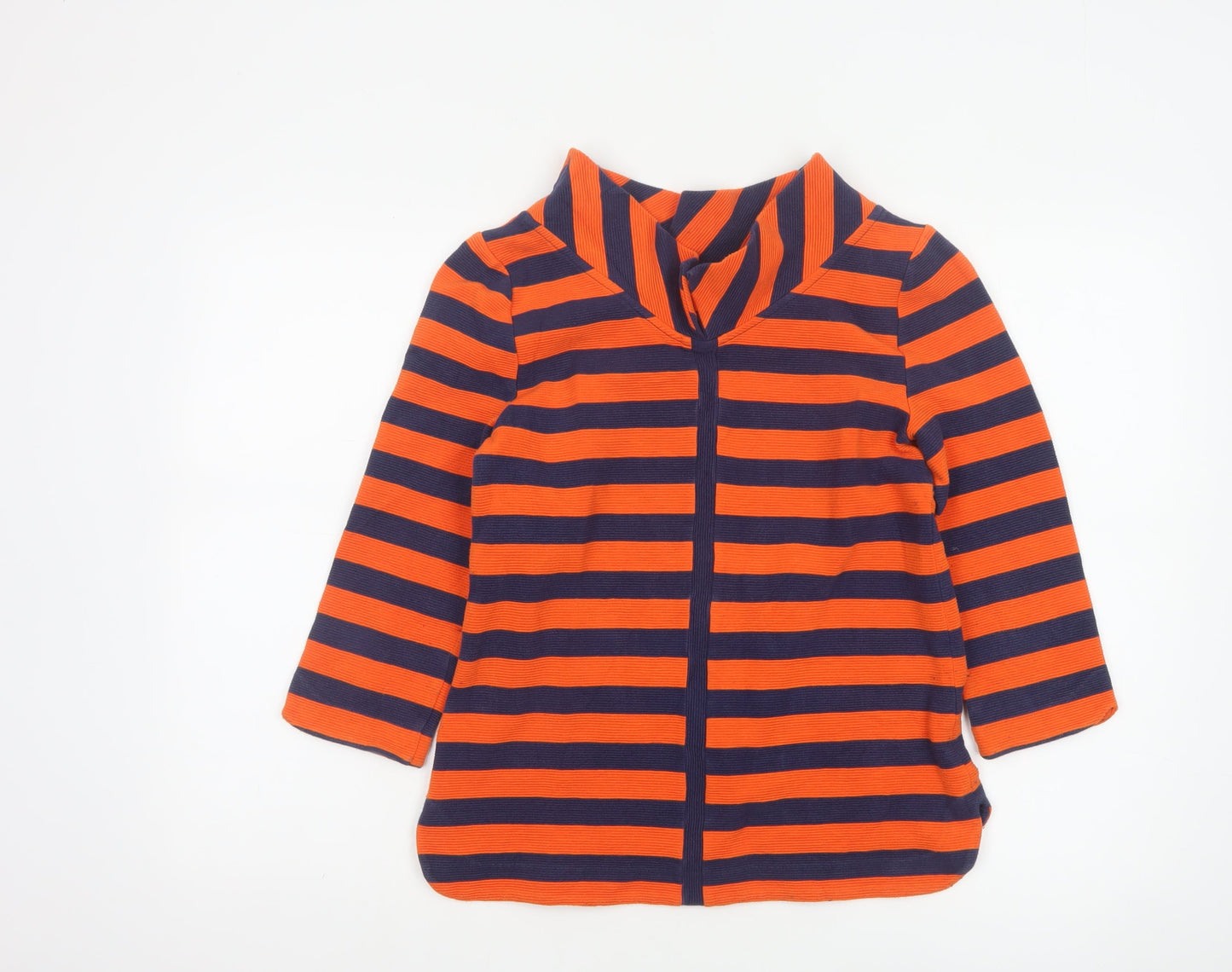 Boden Women Orange Navy Striped Cowl Neck Top Size 10